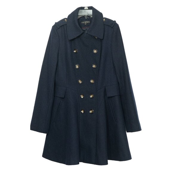 Via Spiga Wool Military Coat Blue Navy Fit Flare Retro Academia Victorian Twee - Picture 4 of 14